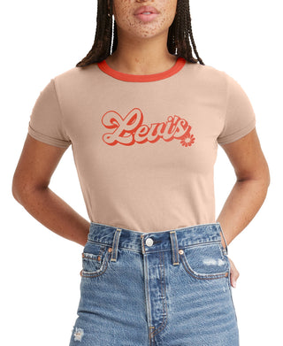 Levi's Women's Cotton Logo Ringer T-Shirt Red Size Small