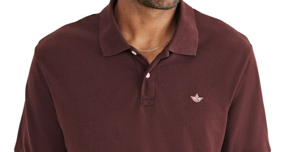Dockers Men's Icon Slim Fit Embroidered Logo Polo Shirt Red Size XX-Large