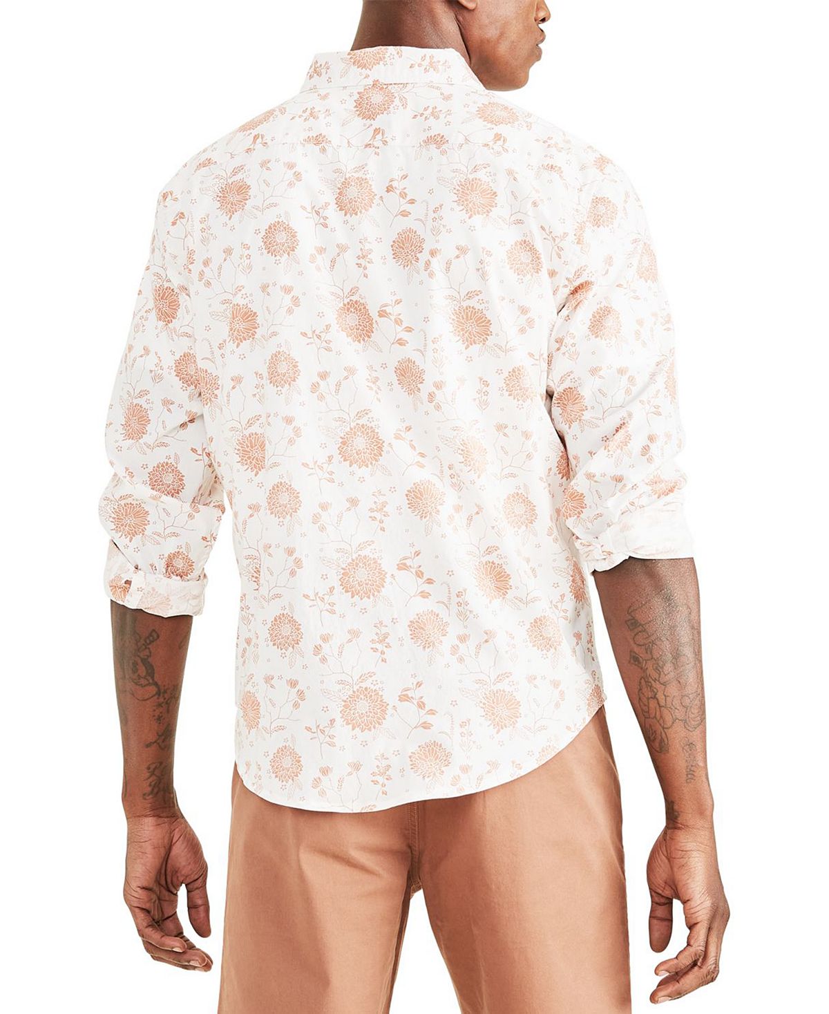 Dockers Men's Regular Fit Long Sleeve Casual Shirt White Size Medium