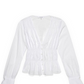 FRAME Ruched Button Front Cotton Blouse in White, Size Small