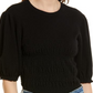 FRAME Smocked Puff Sleeve Recycled Cashmere & Wool Sweater in Noir , Size Medium