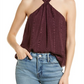 FRAME Draped Textured Silk Halter Top in Cabernet , Size X-Small