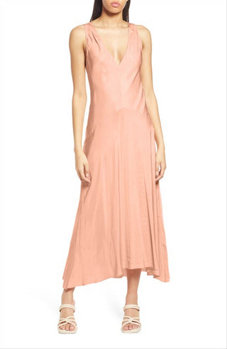 FRAME Savannah Sleeveless Maxi Dress in Pink Clay , Size Medium