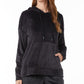 32 Degrees Women's Velour Drop Shoulder Hoodie Black Size X-Small
