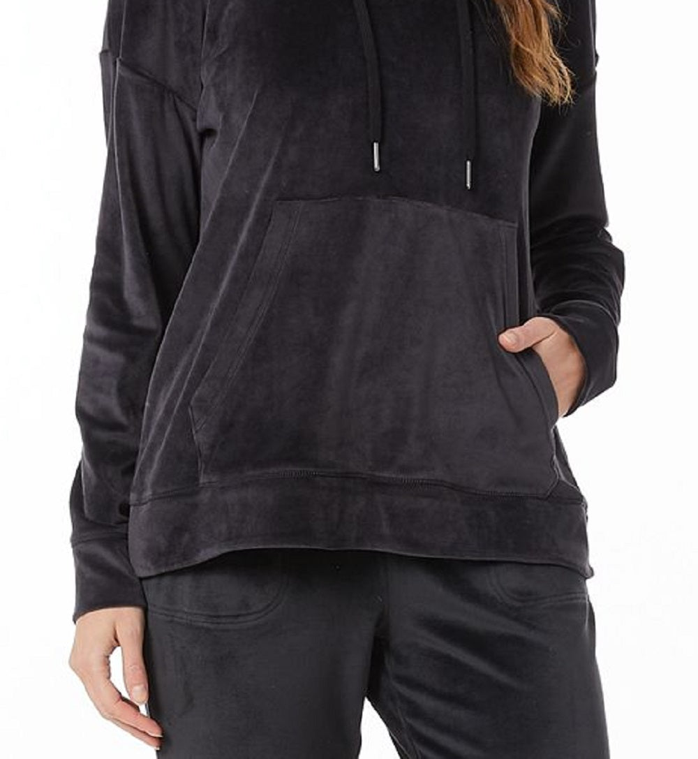 32 Degrees Women's Velour Drop Shoulder Hoodie Black Size X-Small