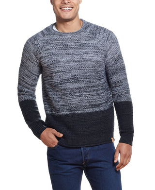 Weatherproof Vintage Men's Ombre Roll Crew Sweater Black/Grey Size XL