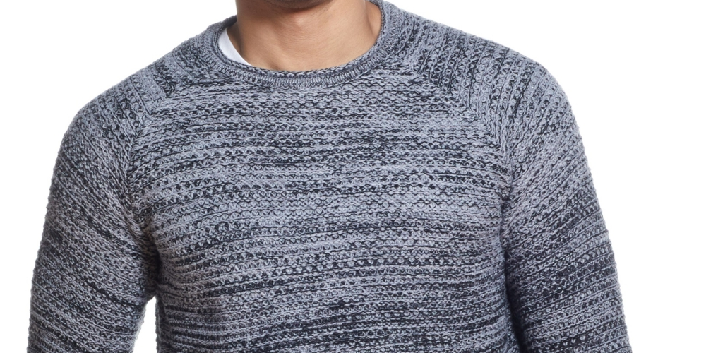 Weatherproof Vintage Men's Ombre Roll Crew Sweater Black/Grey Size XL