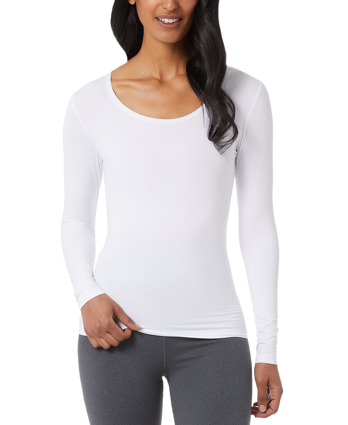 32 Degrees Women's Cozy Heat Scoop Neck Top White Size X-Small
