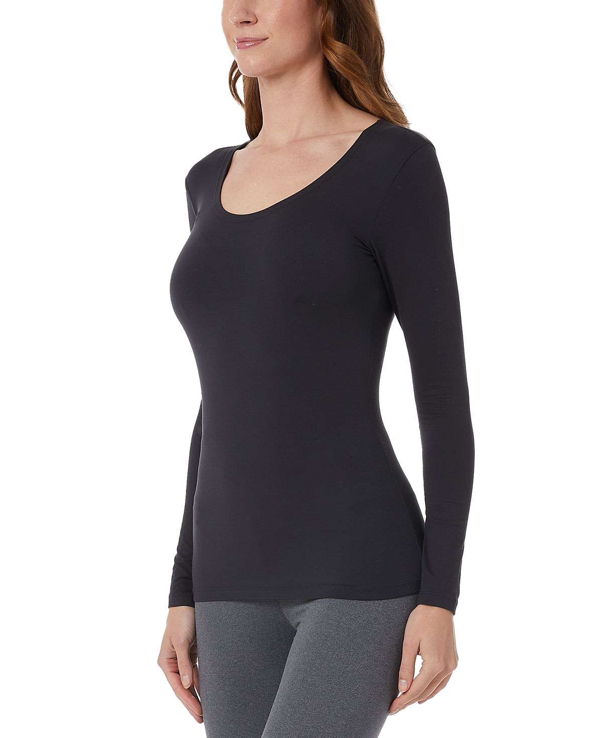 32 Degrees Women's Cozy Heat Scoop Neck Top Black