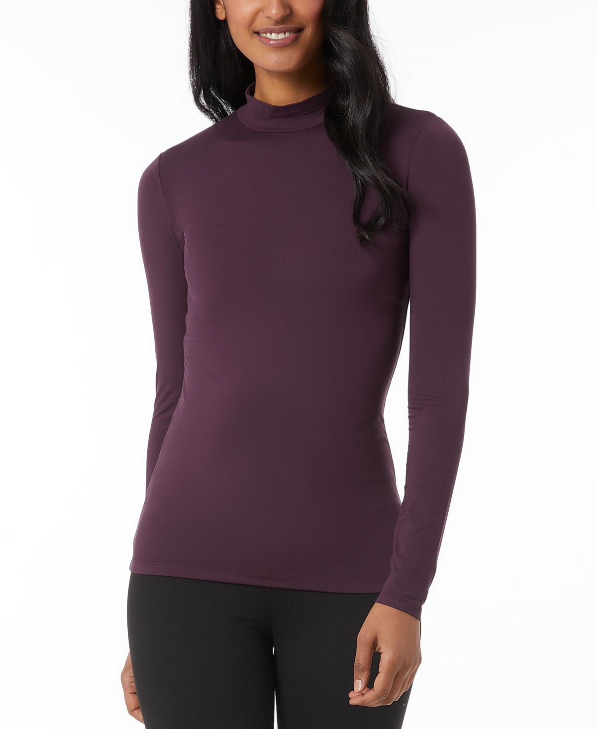 32 Degrees Women's Cozy Heat Mock Neck Long Sleeve Top Purple Size M
