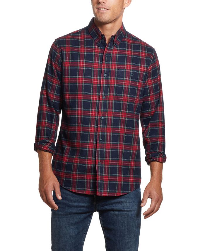 Weatherproof Vintage Men's Tartan Plaid Flannel Shirt Blue Size Small