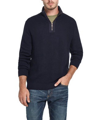 Weatherproof Vintage Men's Waffle Texture 1/4 Zip Sweater Black Size XX-Large