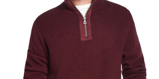 Weatherproof Vintage Men's Waffle Texture 1/4 Zip Sweater Red Size Medium