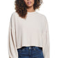 Weatherproof Vintage Women's Drop Shoulder Balloon Sleeve Waffle Crew Neck Top Beige Size Medium