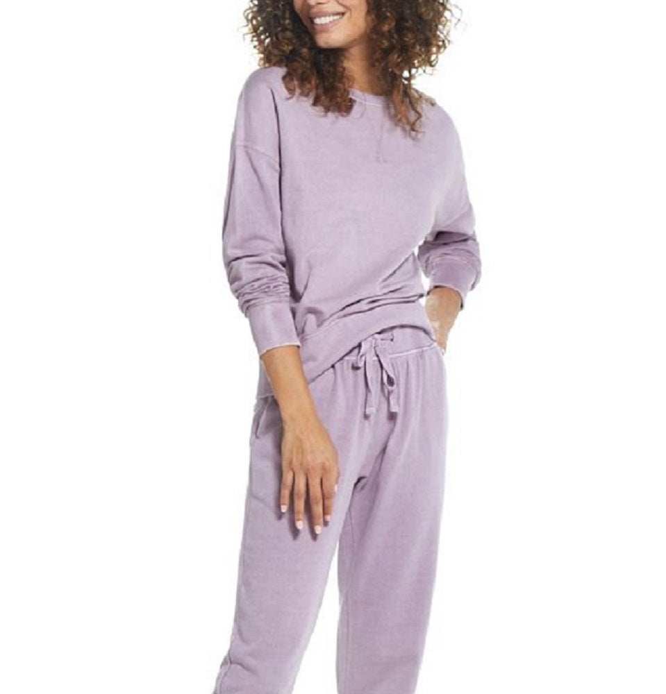 Weatherproof Vintage Women's Sun Washed French Terry Crew Neck Top Purple Size X-Large