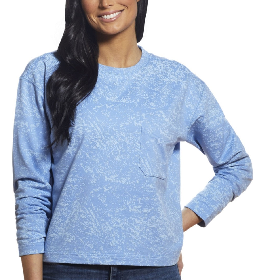 Women's Women's Chest Pocket Crew Top Blue Size Large