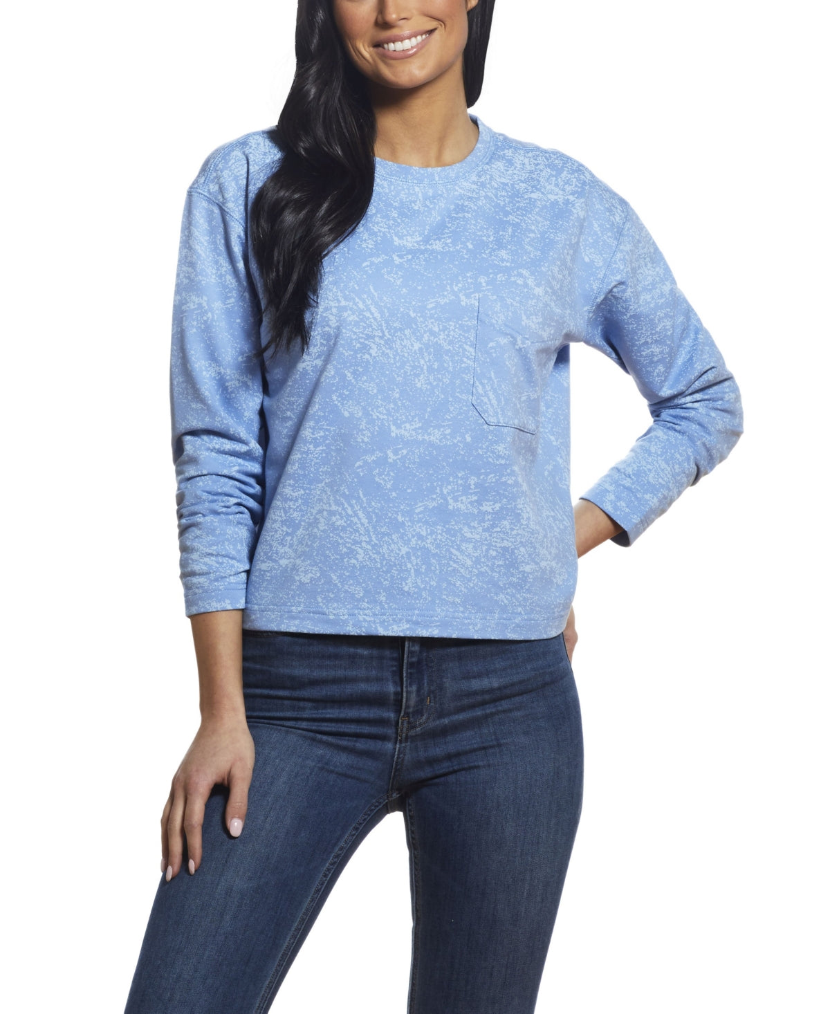 Women's Women's Chest Pocket Crew Top Blue Size Large