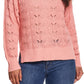 Women's Women's Slub Pointelle Mock Neck Sweater Pink Size Medium