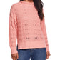 Women's Women's Slub Pointelle Mock Neck Sweater Pink Size Medium