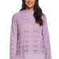 Weatherproof Vintage Women's Slub Pointelle Mock Neck Sweater Purple Size Large