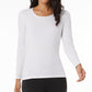 32 Degrees Women's Long Sleeve Scoop Neck Top White Size Large