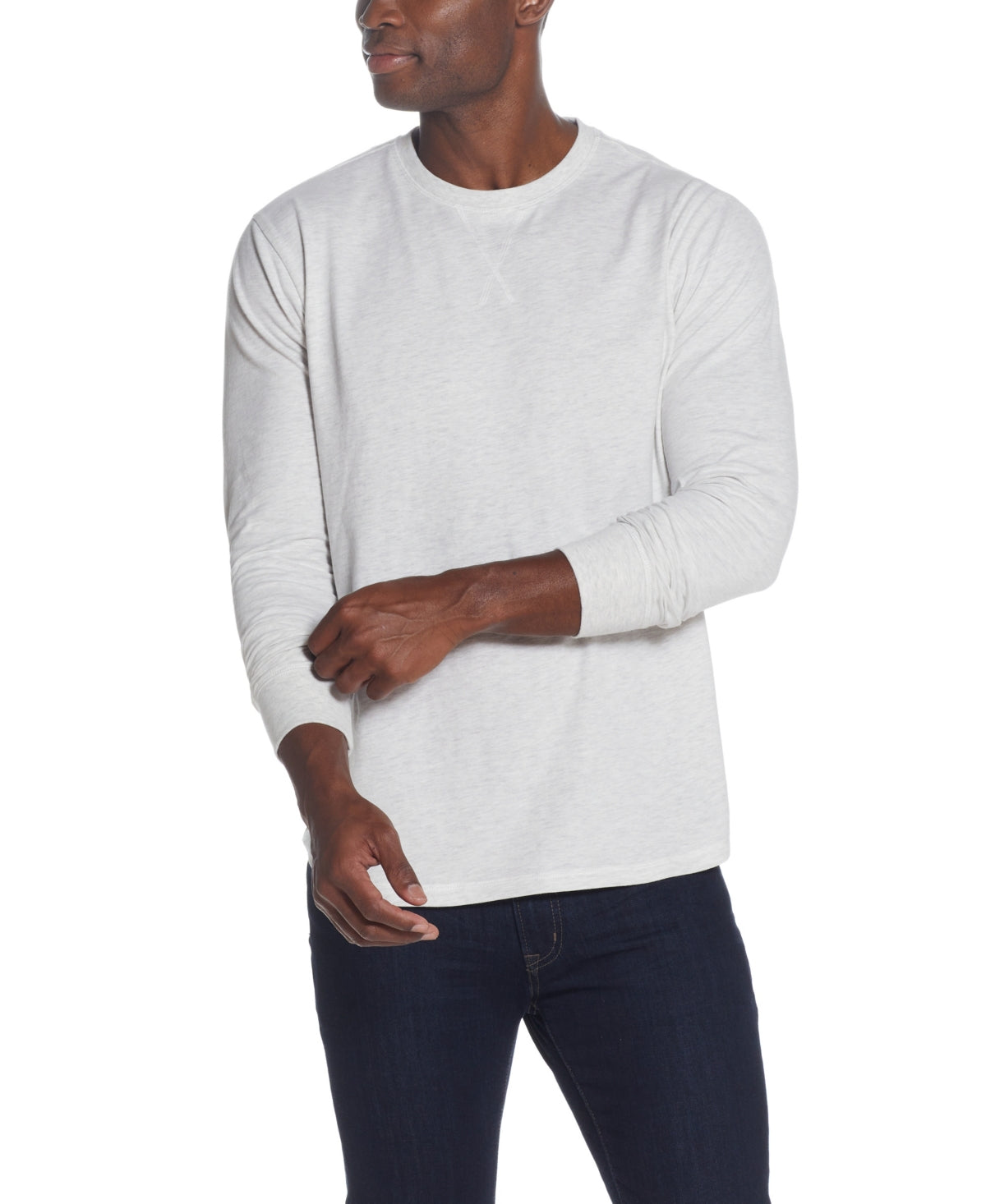 Weatherproof Vintage Men's Long Sleeved Brushed Jersey Crew Neck T-Shirt White Size XL