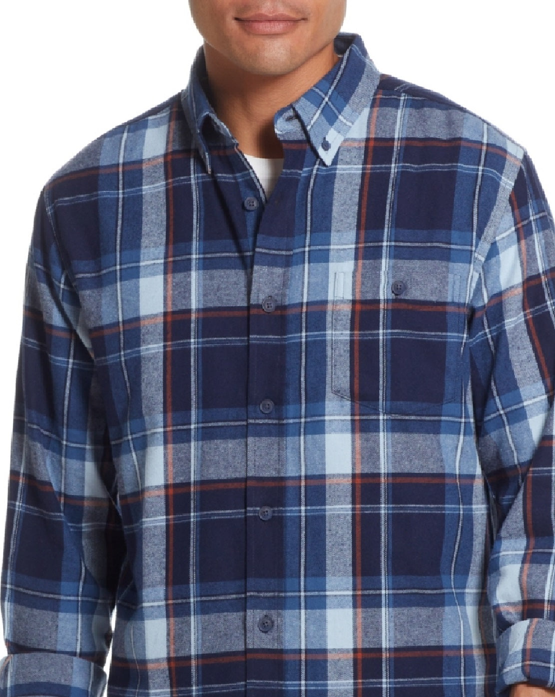Weatherproof Vintage Men's Flannel Long Sleeves Shirt Blue Size X-Large