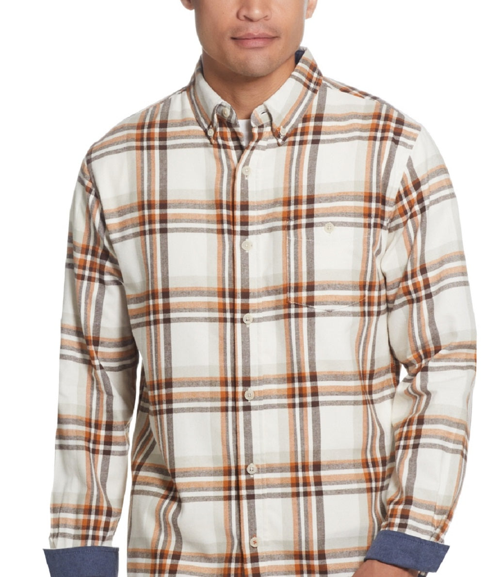 Weatherproof Vintage Men's Flannel Long Sleeves Shirt Brown Size Large