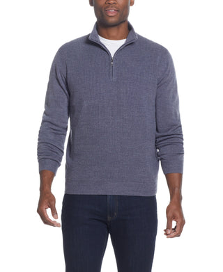 Weatherproof Vintage Men's Soft Touch Waffle Quarter Zip Sweater Blue Size XX-Large