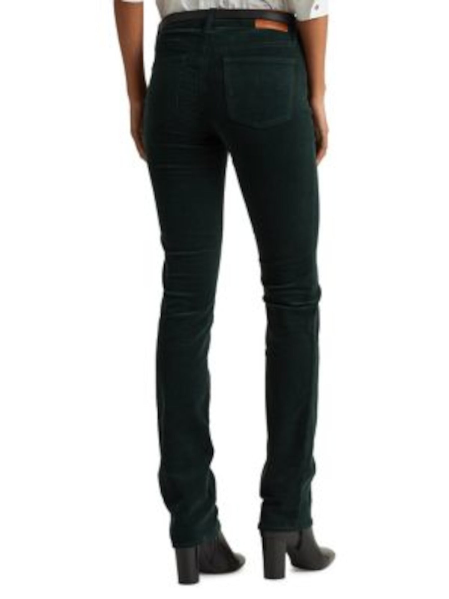 Ralph Lauren Women's Cotton Blend Corduroy Pocketed Zippered Wear To Work Straight Leg Jeans Green Size 16