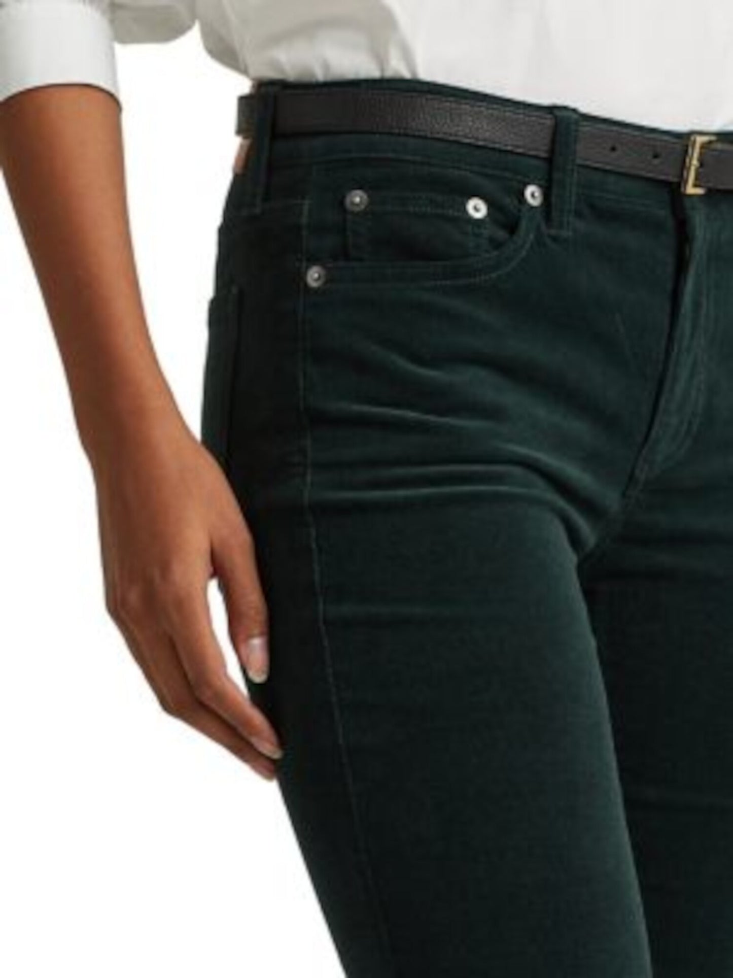 Ralph Lauren Women's Cotton Blend Corduroy Pocketed Zippered Wear To Work Straight Leg Jeans Green Size 16
