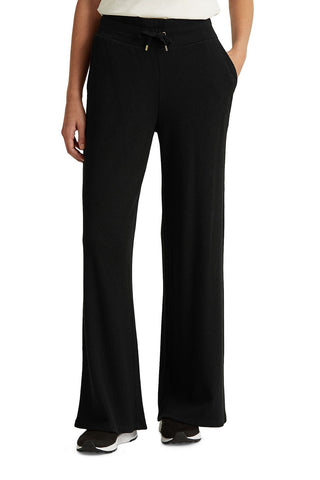 Ralph Lauren Women's Thermal Pocketed Tie Drawstring Lounge Pants Black Size Medium