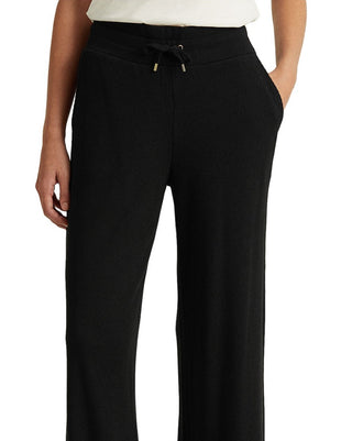 Ralph Lauren Women's Thermal Pocketed Tie Drawstring Lounge Pants Black Size Medium