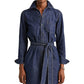 Ralph Lauren Women's Jameika Denim Long Sleeve Button Down Collar Dress Blue Size Small