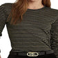 Ralph Lauren Women's Metallic Stripe Jersey Top Black Size Small