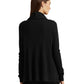 Ralph Lauren Women's Stretch Pocketed Waffle Knit Long Sleeve Open Front Jacket Black Size Medium