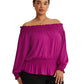 Ralph Lauren Women's Jersey Off the Shoulder Top Purple Size 3X