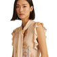 Ralph Lauren Women's Floral Tie Neck Top Brown Size Large