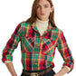Ralph Lauren Women's Plaid Cotton Twill Shirt Red Size 3X