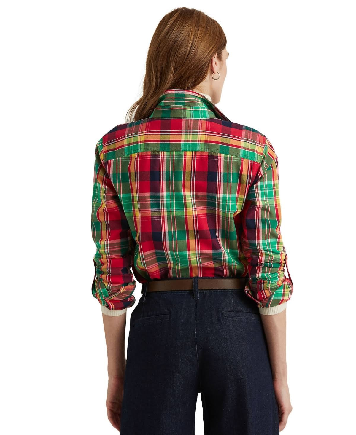 Ralph Lauren Women's Plaid Cotton Twill Shirt Red Size 3X