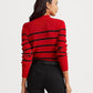 Ralph Lauren Women's Striped Mock Neck Sweater Red Size Small