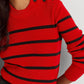 Ralph Lauren Women's Striped Mock Neck Sweater Red Size Small