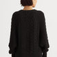 Ralph Lauren Women's Ribbed Cable Knit Dolman Sleeve Crew Neck Sweater Black Size Medium