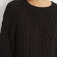 Ralph Lauren Women's Ribbed Cable Knit Dolman Sleeve Crew Neck Sweater Black Size Medium
