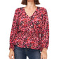 Vince Camuto Women's Printed Peplum Blouse Orange Size X-Small