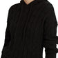 Ralph Lauren Women's Ribbed Drawstring Long Sleeve Hoodie Sweater Black Size Large