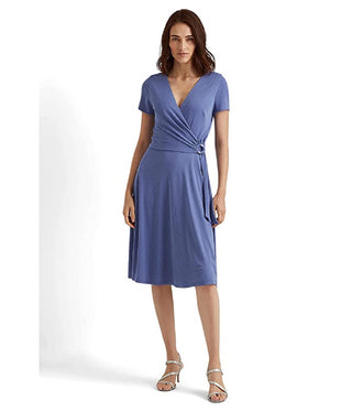 Ralph Lauren Women's Jersey Short Sleeve Dress Blue Size 8
