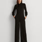 Ralph Lauren Women's Zippered Pocketed Long Sleeve Tie Neck Party Wide Leg Jumpsuit Black Size 2