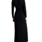 Ralph Lauren Women's Twist Front Zippered Lined Long Sleeve V Neck Full Length Evening Gown Dress Black Size 14