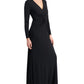 Ralph Lauren Women's Twist Front Zippered Lined Long Sleeve V Neck Full Length Evening Gown Dress Black Size 14